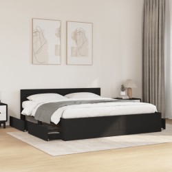 Cadre de lit avec tête de lit sans matelas noir 200x200 cm 