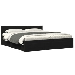 Cadre de lit avec tête de lit sans matelas noir 200x200 cm 