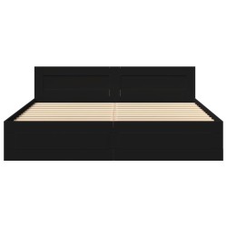 Cadre de lit avec tête de lit sans matelas noir 200x200 cm 