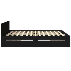 Cadre de lit avec tête de lit sans matelas noir 200x200 cm 