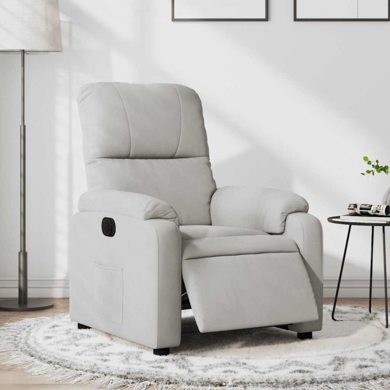 Fauteuil inclinable électrique gris clair tissu microfibre 