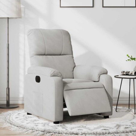 Fauteuil inclinable électrique gris clair tissu microfibre 