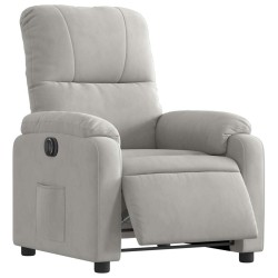 Fauteuil inclinable électrique gris clair tissu microfibre 