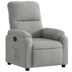 Fauteuil inclinable électrique gris clair tissu microfibre 