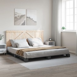 Cadre de lit sans matelas gris 180x200 cm bois massif de pin 