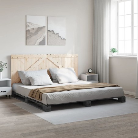 Cadre de lit sans matelas gris 180x200 cm bois massif de pin 
