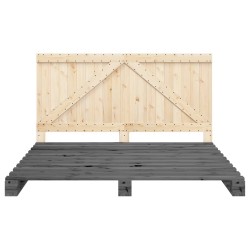 Cadre de lit sans matelas gris 180x200 cm bois massif de pin 