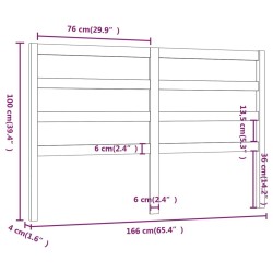 Tête de lit Marron miel 166x4x100 cm Bois massif de pin 