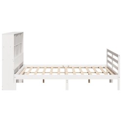 Lit bibliothèque sans matelas blanc 180x200 cm bois pin massif 
