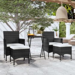 Ensemble de bistro de jardin 5pcs Résine tressée et acacia Noir 
