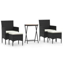 Ensemble de bistro de jardin 5pcs Résine tressée et acacia Noir 