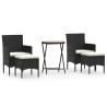 Ensemble de bistro de jardin 5pcs Résine tressée et acacia Noir 