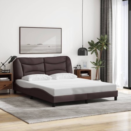 Cadre de lit sans matelas marron foncé 160x200 cm tissu 