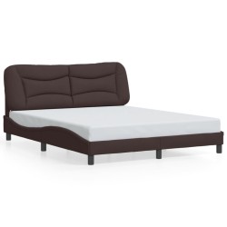 Cadre de lit sans matelas marron foncé 160x200 cm tissu 
