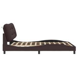 Cadre de lit sans matelas marron foncé 160x200 cm tissu 
