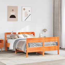 Cadre de lit sans matelas cire marron 150x200cm bois pin massif 