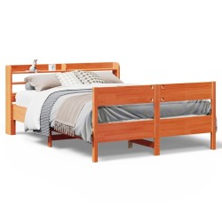 Cadre de lit sans matelas cire marron 150x200cm bois pin massif 
