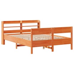 Cadre de lit sans matelas cire marron 150x200cm bois pin massif 