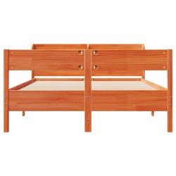 Cadre de lit sans matelas cire marron 150x200cm bois pin massif 