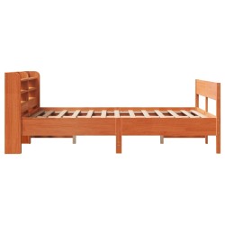 Cadre de lit sans matelas cire marron 150x200cm bois pin massif 