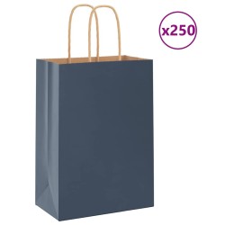 Sacs en papier 250 pcs avec poignées bleu 15x8x21 cm 
