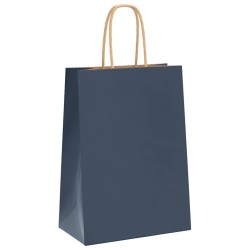 Sacs en papier 250 pcs avec poignées bleu 15x8x21 cm 