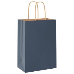 Sacs en papier 250 pcs avec poignées bleu 15x8x21 cm 