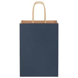 Sacs en papier 250 pcs avec poignées bleu 15x8x21 cm 
