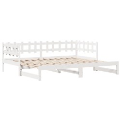 Lit de jour avec gigogne et tiroirs sans matelas blanc 80x200cm 