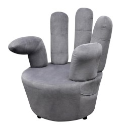 Chaise en forme de main gris velours 