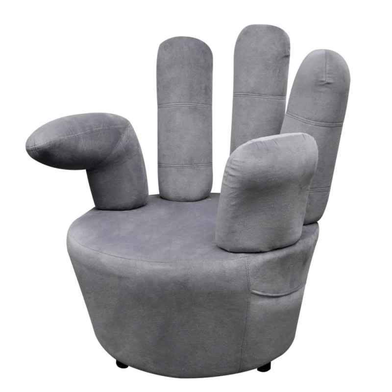 Chaise en forme de main gris velours Chaise en forme de main gris velours