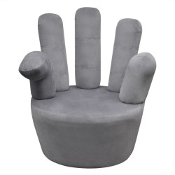 Chaise en forme de main gris velours 