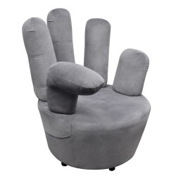 Chaise en forme de main gris velours 