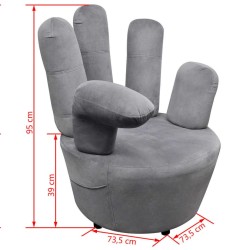 Chaise en forme de main gris velours 