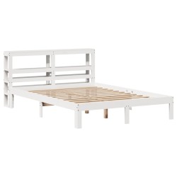 Cadre de lit avec tête de lit sans matelas blanc 160x200 cm 