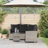 Canapé de jardin avec table et coussins en forme de L gris 