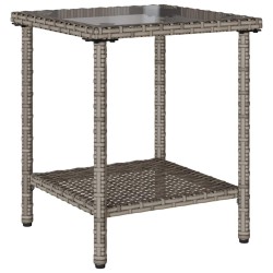 Canapé de jardin avec table et coussins en forme de L gris 