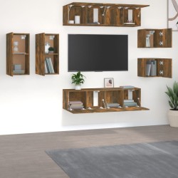 Ensemble de meubles TV 8 pcs Chêne fumé Bois d'ingénierie 