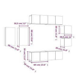 Ensemble de meubles TV 8 pcs Chêne fumé Bois d'ingénierie 