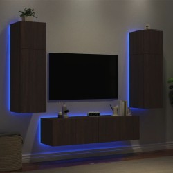 Unités murales TV avec LED 6 pcs chêne marron bois d'ingénierie 