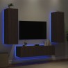 Unités murales TV avec LED 6 pcs chêne marron bois d'ingénierie 