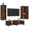Unités murales TV avec LED 6 pcs chêne marron bois d'ingénierie 
