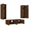 Unités murales TV avec LED 6 pcs chêne marron bois d'ingénierie 