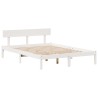 Lit bibliothèque sans matelas blanc 140x190 cm bois pin massif 