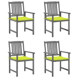 Chaises de jardin et coussins lot de 4 Gris Bois acacia massif 