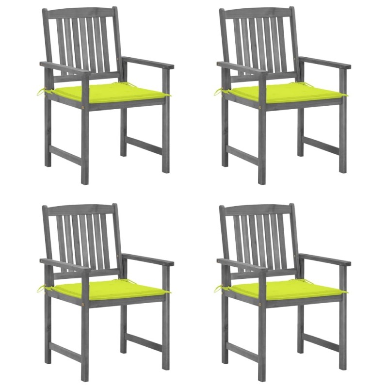 Chaises de jardin et coussins lot de 4 Gris Bois acacia massif Chaises de jardin et coussins lot de 4 Gris Bois acacia massif