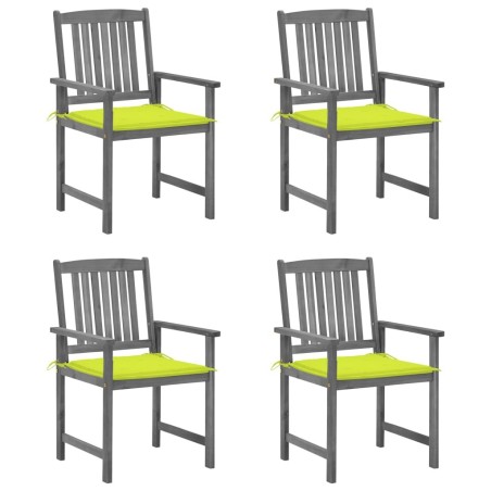 Chaises de jardin et coussins lot de 4 Gris Bois acacia massif 