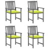 Chaises de jardin et coussins lot de 4 Gris Bois acacia massif 
