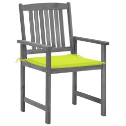Chaises de jardin et coussins lot de 4 Gris Bois acacia massif 
