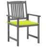 Chaises de jardin et coussins lot de 4 Gris Bois acacia massif 